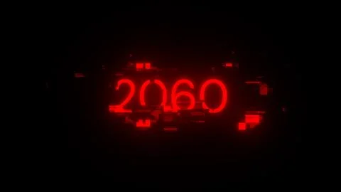 3D rendering 2060 text with screen effects of technological glitches Illustrazione stock