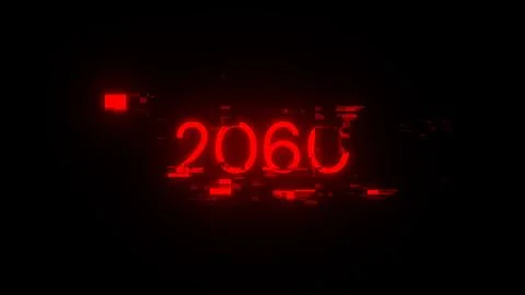 3D rendering 2060 text with screen effects of technological glitches Stock Illustration