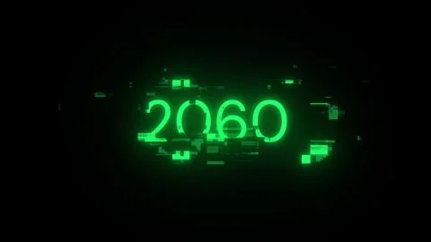 3D rendering 2060 text with screen effects of technological glitches Stock Illustration