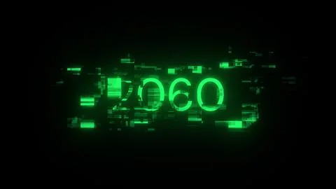 3D rendering 2060 text with screen effects of technological glitches Stock Illustration