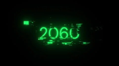 3D rendering 2060 text with screen effects of technological glitches Stock Illustration