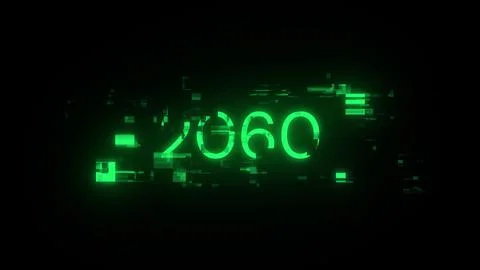 3D rendering 2060 text with screen effects of technological glitches Stock Illustration