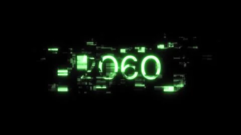 3D rendering 2060 text with screen effects of technological glitches Stock Illustration