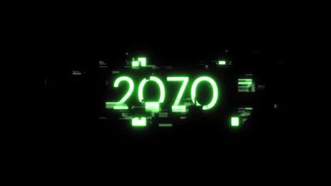 3D rendering 2070 text with screen effects of technological glitches Stock Illustration