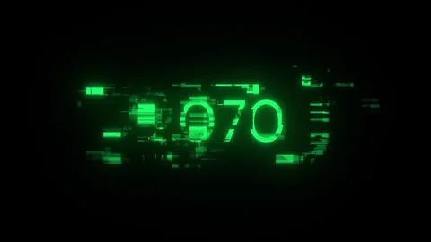 3D rendering 2070 text with screen effects of technological glitches Illustrazione stock