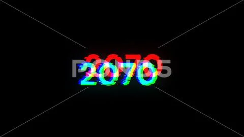 3D rendering 2070 text with screen effects of technological glitches Иллюстрация
