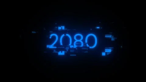 3D rendering 2080 text with screen effects of technological glitches Stock Illustration