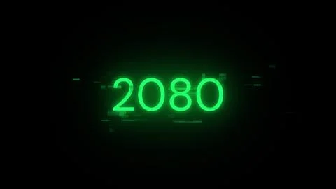 3D rendering 2080 text with screen effects of technological glitches Stock Illustration