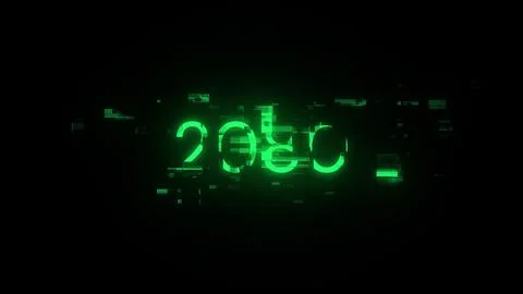 3D rendering 2080 text with screen effects of technological glitches Stock Illustration