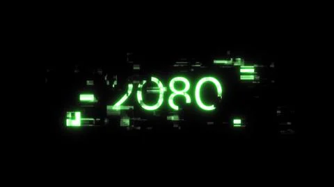 3D rendering 2080 text with screen effects of technological glitches Stock Illustration