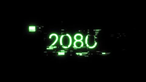 3D rendering 2080 text with screen effects of technological glitches Stock Illustration