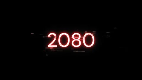 3D rendering 2080 text with screen effects of technological glitches Stock Illustration