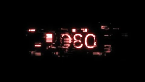3D rendering 2080 text with screen effects of technological glitches Stock Illustration