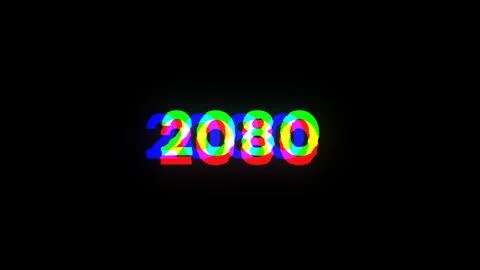 3D rendering 2080 text with screen effects of technological glitches Stock Illustration