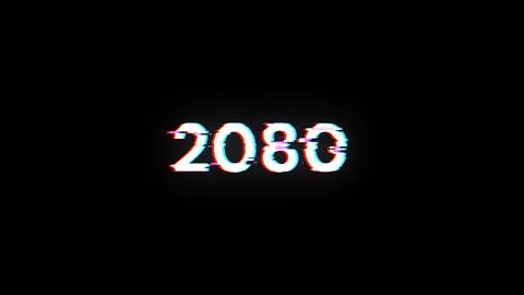 3D rendering 2080 text with screen effects of technological glitches Stock Illustration