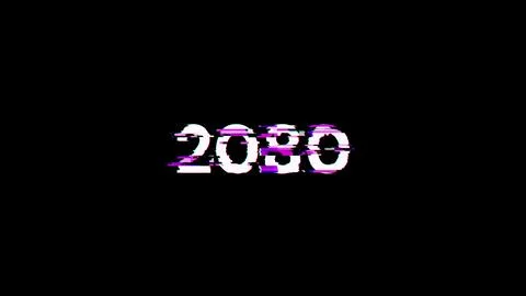 3D rendering 2080 text with screen effects of technological glitches Stock Illustration