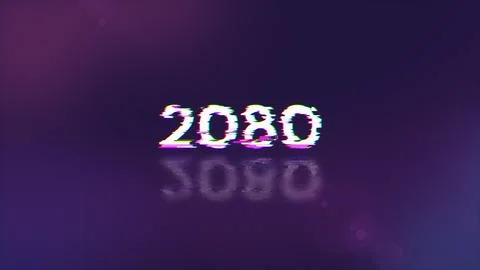 3D rendering 2080 text with screen effects of technological glitches Stock Illustration