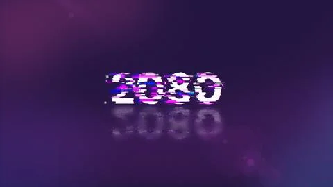 3D rendering 2080 text with screen effects of technological glitches Stock Illustration