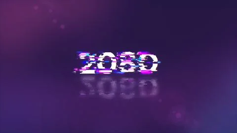 3D rendering 2080 text with screen effects of technological glitches Stock Illustration