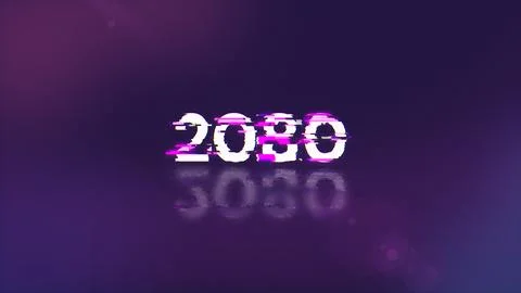 3D rendering 2080 text with screen effects of technological glitches Stock Illustration