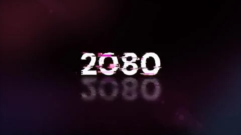 3D rendering 2080 text with screen effects of technological glitches Stock Illustration