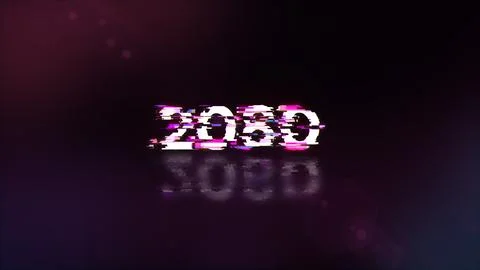 3D rendering 2080 text with screen effects of technological glitches Stock Illustration