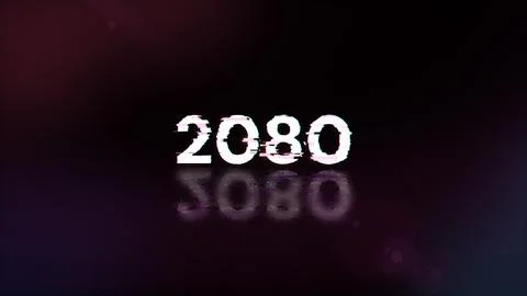 3D rendering 2080 text with screen effects of technological glitches Stock Illustration