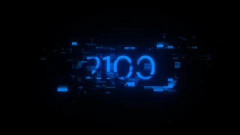 3D rendering 2100 text with screen effects of technological glitches Stock Illustration