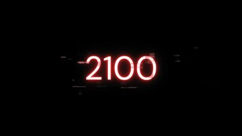 3D rendering 2100 text with screen effects of technological glitches Illustrazione stock