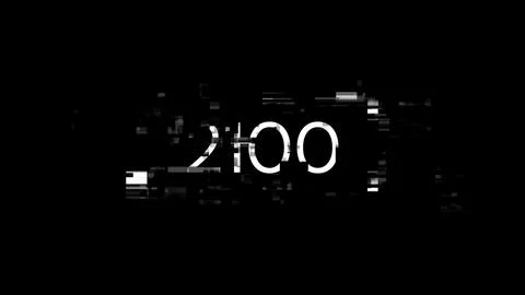 3D rendering 2100 text with screen effects of technological glitches Stock Illustration