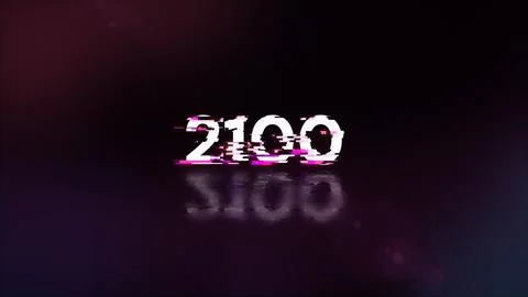 3D rendering 2100 text with screen effects of technological glitches Stock Illustration