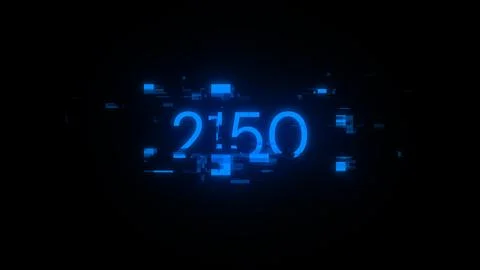 3D rendering 2150 text with screen effects of technological glitches Illustrazione stock