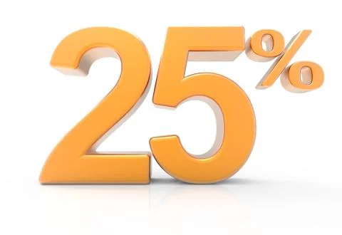 3d rendering of a 25% symbol Stock Illustration