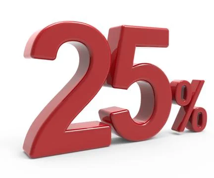 3d rendering of a 25% symbol Stock Illustration
