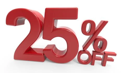 3d rendering of a 25% off symbol Stock Illustration