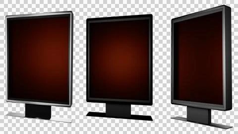 3D rendering of 3 modern digital billboards from different angles and slight Stock Illustration