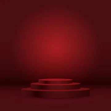 3D rendering of 3 steps platform for product display, exhibition stand on r.. Stock Illustration