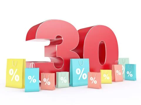 3D rendering of a 30 percent discount Stock Illustration