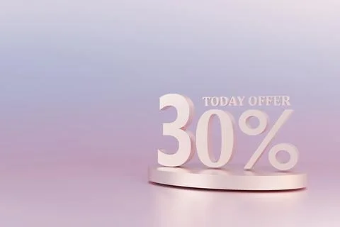 3D Rendering. 30 percent off with freespace for texting on pastel pink back.. Stock-Fotos