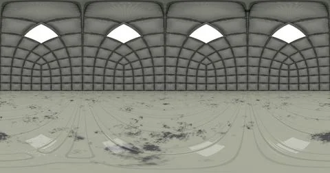 3d rendering. 360 degree HDDRI card. A room with soft, safe walls and neon li Stock Illustration