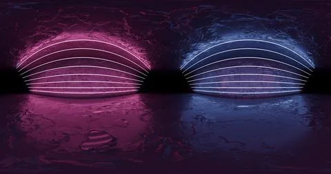 3d rendering. 360 degree spherical seamless vr panorama. Abstract empty dark Stock Illustration