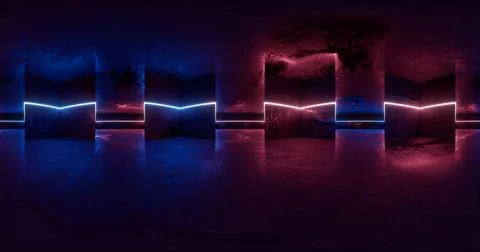 3d rendering. 360 degree spherical seamless vr panorama. Abstract empty dark Stock Illustration