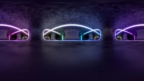 3d rendering. 360 degree spherical seamless vr panorama. Abstract empty dark Stock Illustration