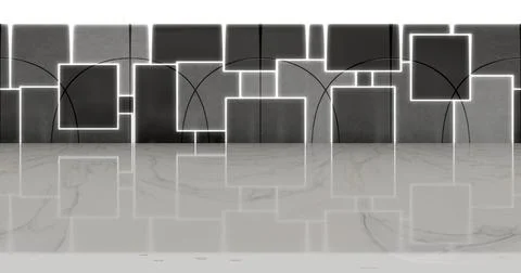 3d rendering. 360 degree spherical seamless vr panorama. Abstract empty dark Stock Illustration