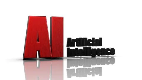 3d rendering of 3D AI Wording with white background Stock Illustration