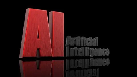 3d rendering of 3D AI Wording with white background Stock Illustration