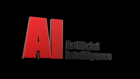 3d rendering of 3D AI Wording with white background Stock Illustration