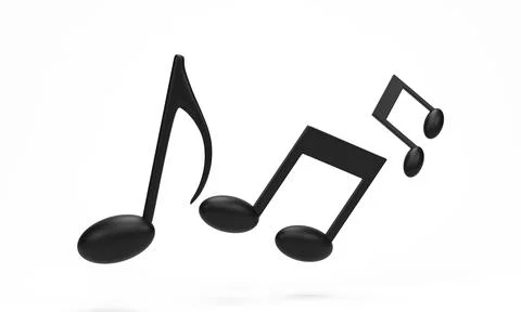 3D rendering, 3D illustration. Black music note icon isolated on white back.. Stockillustratie
