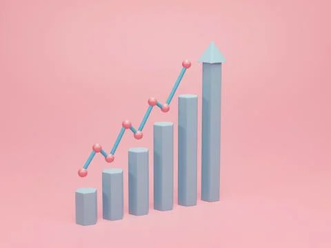 3D rendering, 3D illustration. Business chart. Ascending graph for growth f.. 스톡 일러스트