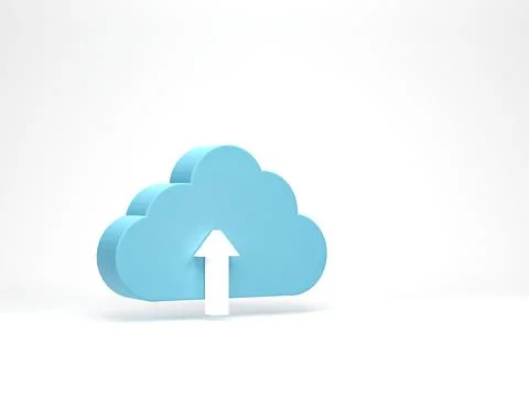 3D rendering, 3D illustration. Cloud with upload icon isolated on white bac.. Stock Illustration